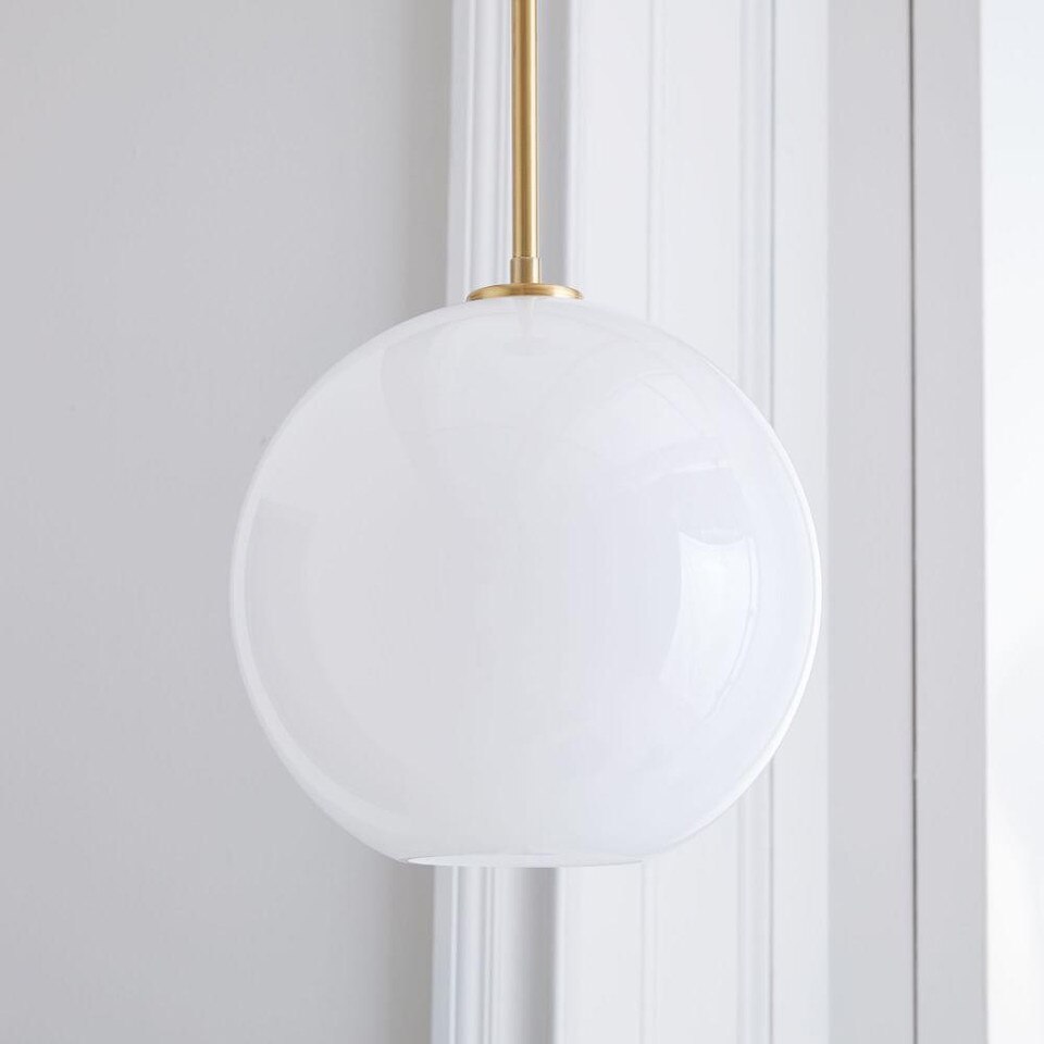 Sculptural Glass Globe Ceiling Lamp Milk west elm United Kingdom